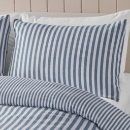 Catherine Lansfield Brushed Stripe Cotton Reversible Duvet Cover Set - thumbnail 3