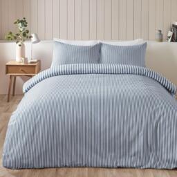 Catherine Lansfield Brushed Stripe Cotton Reversible Duvet Cover Set - thumbnail 2