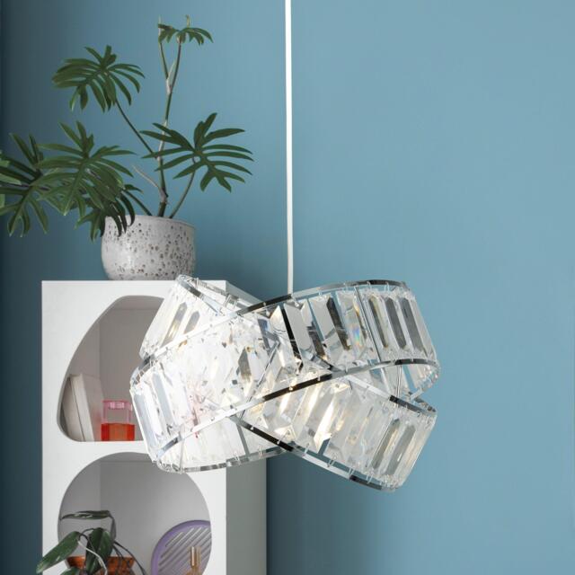 Lighting Collection 2 Band Chrome & Clear Acrylic Non-Elec Shade - image 1