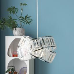 Lighting Collection 2 Band Chrome & Clear Acrylic Non-Elec Shade