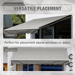 Breeins 200cm Retractable Patio Door Fabric Awning Grey - thumbnail 3
