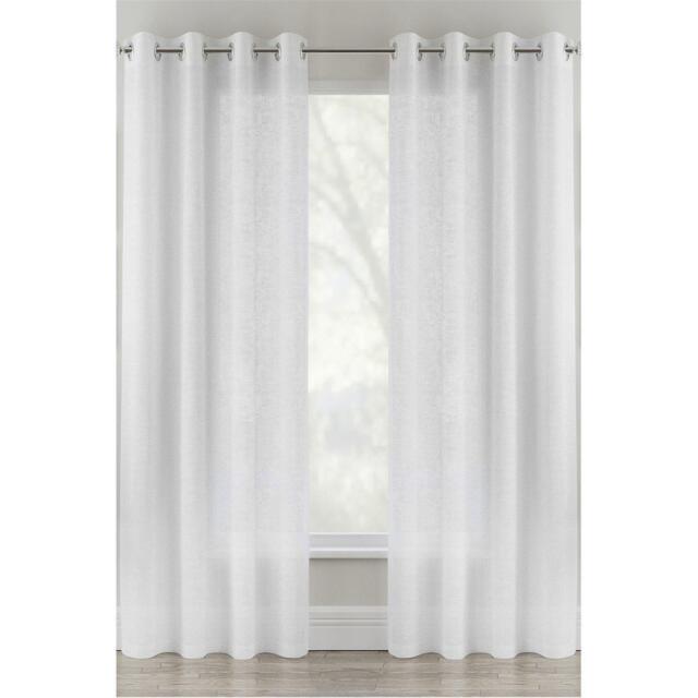 Enhanced Living Crete Linen Looks Sheer Eyelet Panel - Pair - image 1