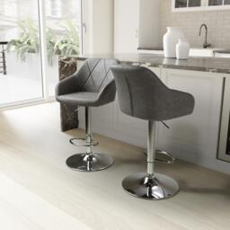 Shankar Set of 2 Serena Leather Effect Charcoal Bar Stools