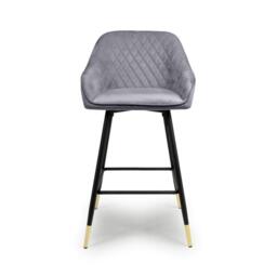 Shankar Set of 2 Savanna Brushed Velvet Grey Bar Stools - thumbnail 4