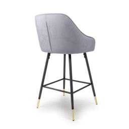 Shankar Set of 2 Savanna Brushed Velvet Grey Bar Stools - thumbnail 2