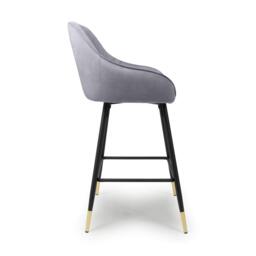 Shankar Set of 2 Savanna Brushed Velvet Grey Bar Stools - thumbnail 3