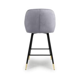 Shankar Set of 2 Savanna Brushed Velvet Grey Bar Stools - thumbnail 5