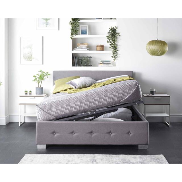 Aspire Side Opening Ottoman Storage in Grey Linen, Superk - image 1