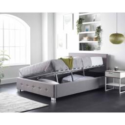 Aspire Side Opening Ottoman Storage in Grey Linen, Superk - thumbnail 4