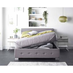 Aspire Side Opening Ottoman Storage in Grey Linen, Superk - thumbnail 1
