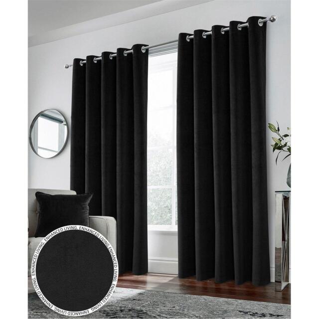 Enhanced Living Hampton Black Velvet Blackout Thermal Ring Curtain - image 1