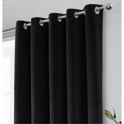 Enhanced Living Hampton Black Velvet Blackout Thermal Ring Curtain - thumbnail 2