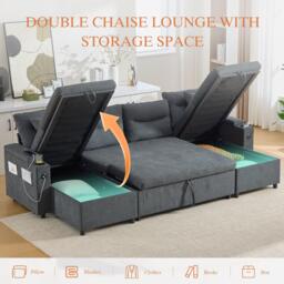 Urban Meuble 4-Seater U-Shaped Sleeper Sofa with Storage - thumbnail 8