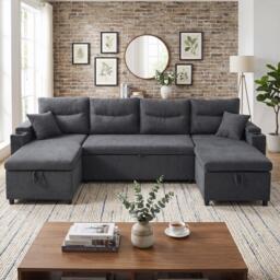 Urban Meuble 4-Seater U-Shaped Sleeper Sofa with Storage
