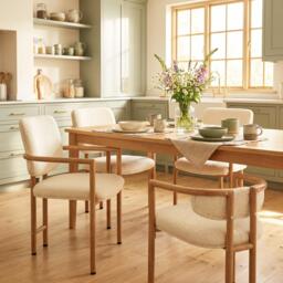 Urban Meuble Set of 2 Dining Chairs with Armrests Boucle - thumbnail 4
