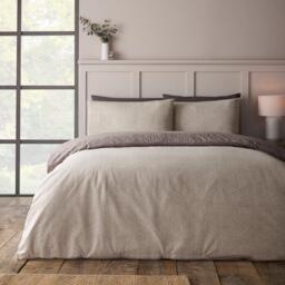 Catherine Lansfield Brushed Herringbone Cotton Duvet Cover Set - thumbnail 2