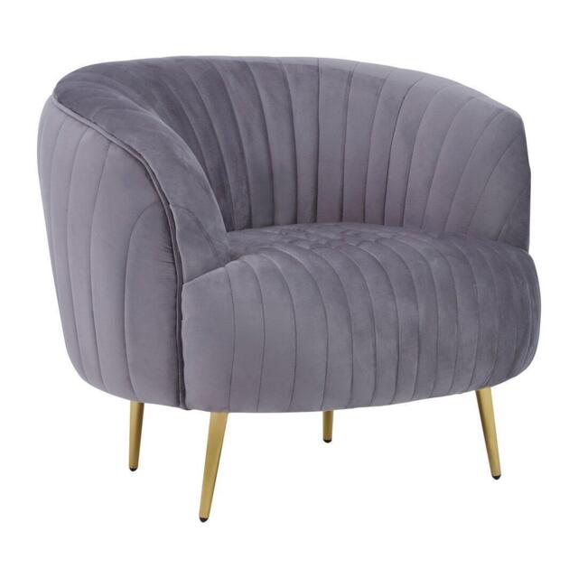 Fifty Five South Florina Grey Velvet Chair With Gold Legs - image 1
