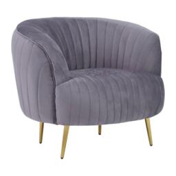 Fifty Five South Florina Grey Velvet Chair With Gold Legs