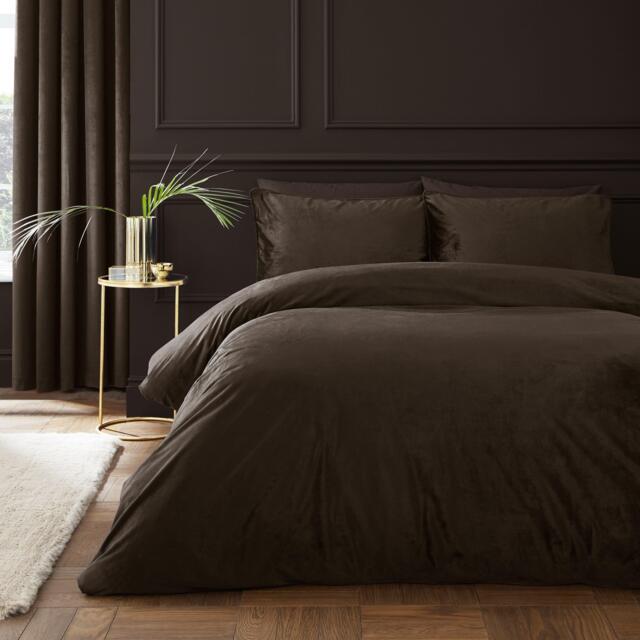 Catherine Lansfield Kingsley Soft Matt Velvet Duvet Cover Set - image 1