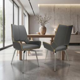 Shankar Set of 2 Mayfair Faux Leather Swivel Dining Chairs