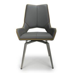 Shankar Set of 2 Mayfair Faux Leather Swivel Dining Chairs - thumbnail 4