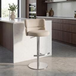 Shankar Mason Brushed Velvet Brushed Steel Base Bar Stool - thumbnail 1