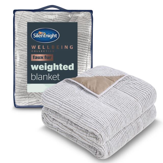 Silentnight Weighted Blanket Adults 6.8 KG White Faux Fur - image 1