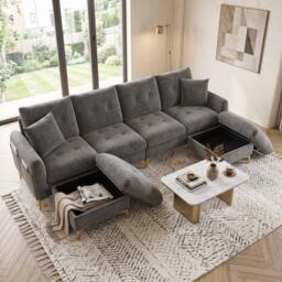 Urban Meuble Modular U-Shaped Sofa with Storage Ottomans - thumbnail 4