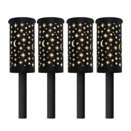 Streetwize Pack of 4 Solar Stake Light Moon & Stars
