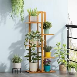 LIFE IDEAS Rustic Wooden Multi-Tiered Potted Plant Stand