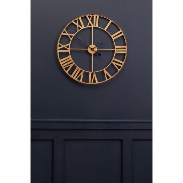 Interiors by Premier Genova 60cm Dia Large Gold Metal Wall Clock - image 1