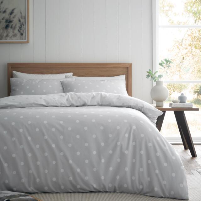 Catherine Lansfield Brushed Polka Dot Cotton Duvet Cover Set - image 1