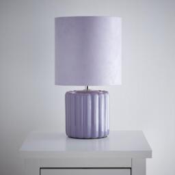 K Living Zoe Lilac Ceramic Table Lamp With Matching Velvet