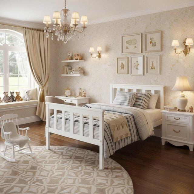 Urban Meuble Classic White Wood Bed Frame - image 1