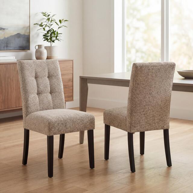 Shankar Set of 2 Moseley Tweed Oatmeal Dining Chairs - image 1