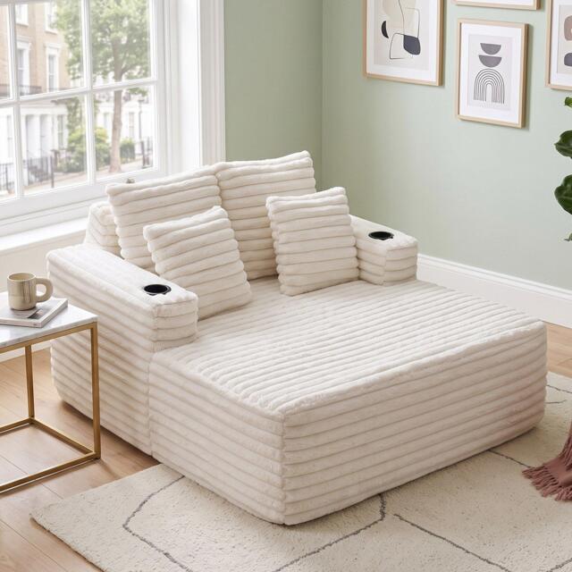 Urban Meuble Faux Fur Convertible Sleeper Chaise Lounge - image 1