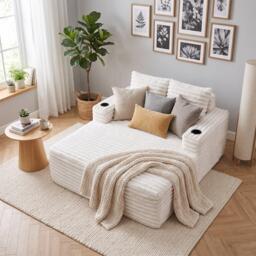 Urban Meuble Faux Fur Convertible Sleeper Chaise Lounge - thumbnail 4