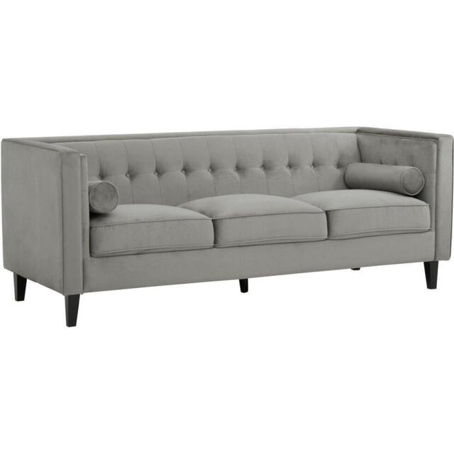 Interiors by Premier Helia 3 Seat Grey Velvet Sofa - image 1