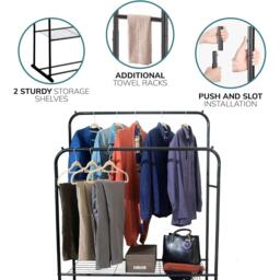 House of Home Double Clothes Rail in Black - thumbnail 5
