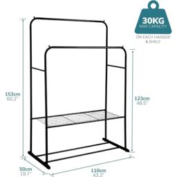 House of Home Double Clothes Rail in Black - thumbnail 2