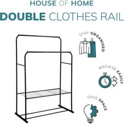 House of Home Double Clothes Rail in Black - thumbnail 3