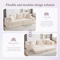 Urban Meuble Corduroy Convertible Sofa Bed - thumbnail 7