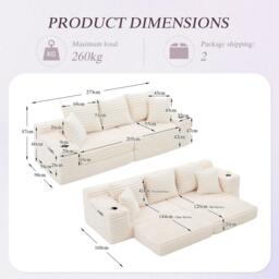Urban Meuble Corduroy Convertible Sofa Bed - thumbnail 6