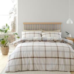 Catherine Lansfield Brushed Cotton Check Duvet Cover Set - thumbnail 2