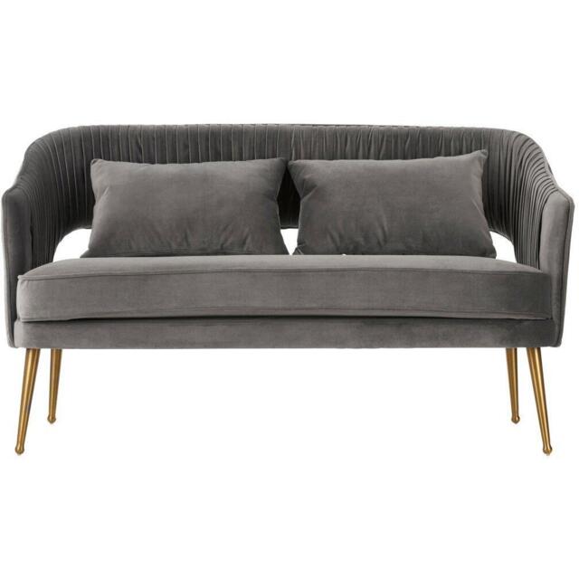 Fifty Five South Hendricks Grey Velvet Sofa - image 1