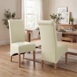 Shankar Set of 2 Krista Roll Back Leather Dining Chairs - thumbnail 7