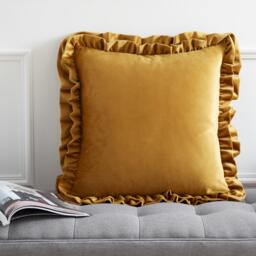 Catherine Lansfield So Soft Velvet Touch Double Frill Cushion - thumbnail 1