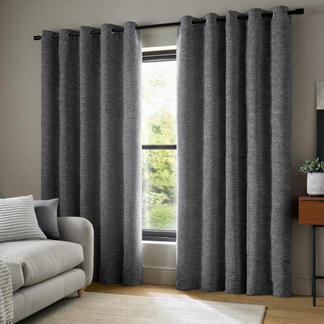 Catherine Lansfield Chunky Boucle Lined Eyelet Curtains - image 1