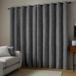 Catherine Lansfield Chunky Boucle Lined Eyelet Curtains - thumbnail 2