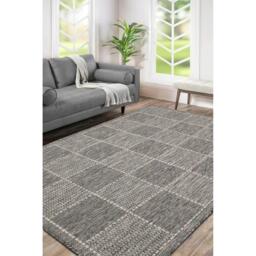 Homemaker Check Gel Flatweave Rug Steel Grey - thumbnail 1